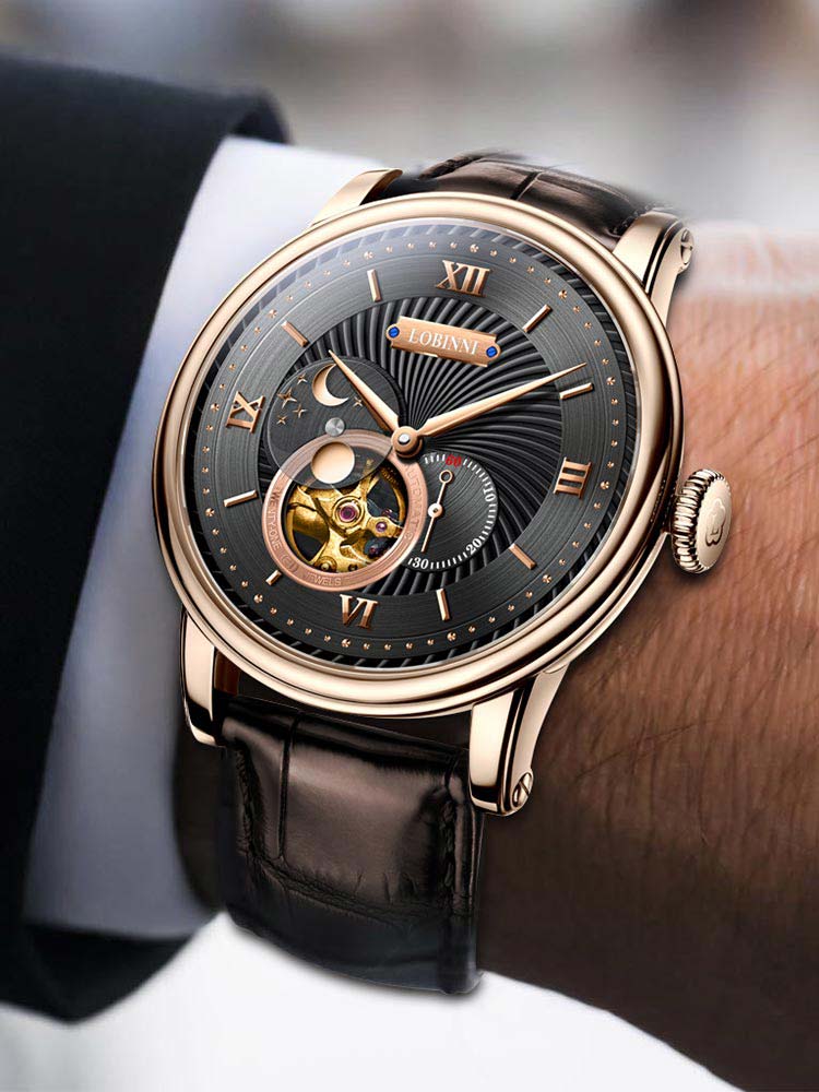 Lobinni Automatic Hollow Out Movement Watch 42mm.
