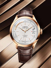 Lobinni Gentleman Leather Strap Men's Calendar Automatic Watch 43.5mm.