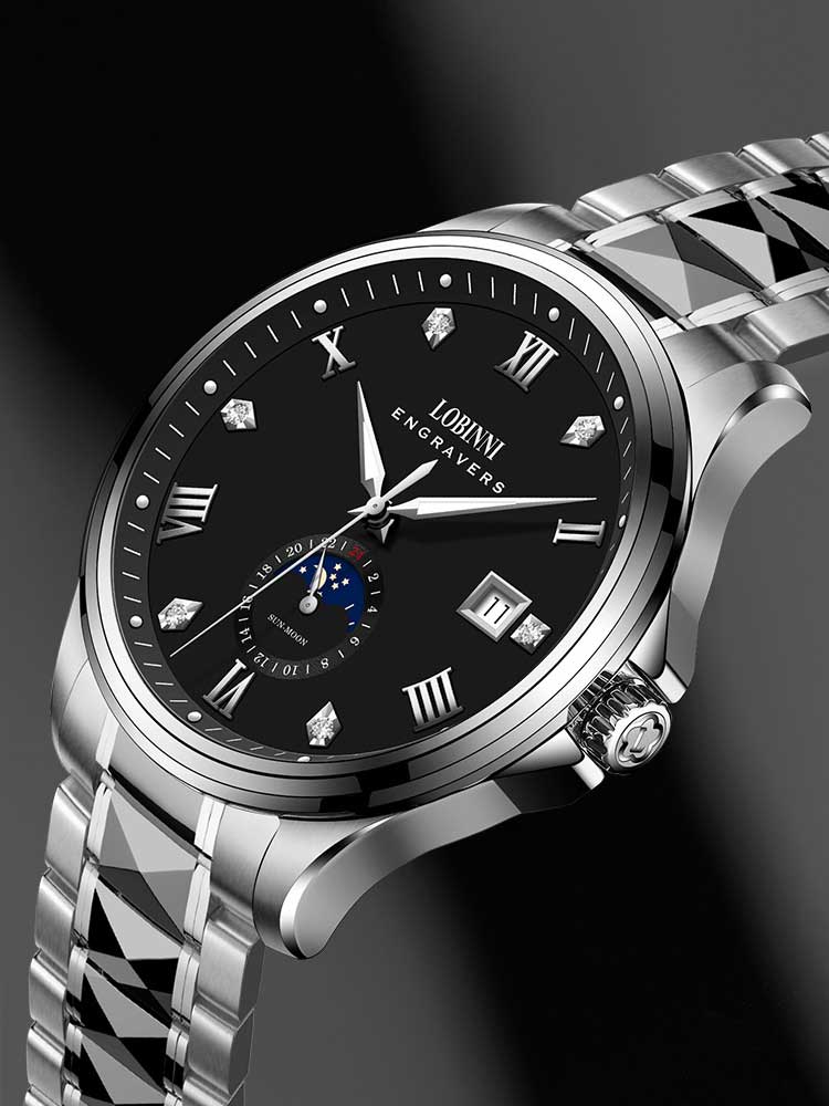 Lobinni Luminous Hand Sport Stainless Steel Automatic Watches 43.5mm.