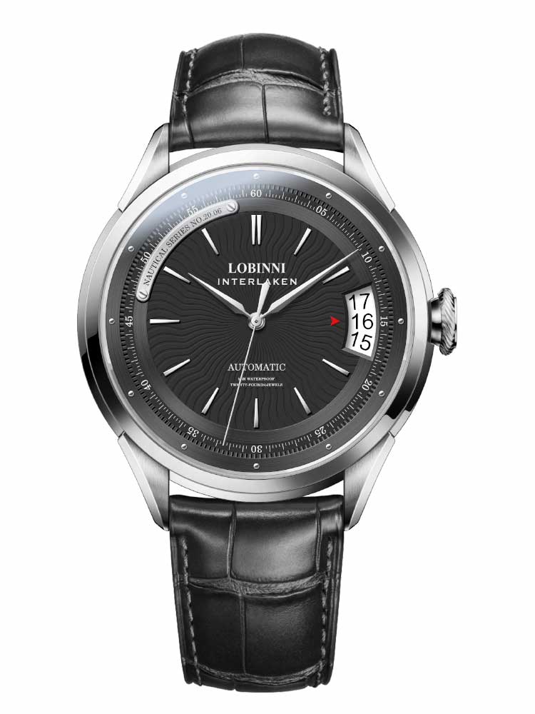 Lobinni Gentleman Leather Strap Men's Calendar Automatic Watch 43.5mm.