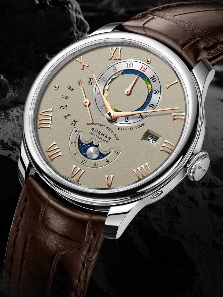 Borman Watch Brand Water-resistant Automatic Watches For Men Leather 40mm.