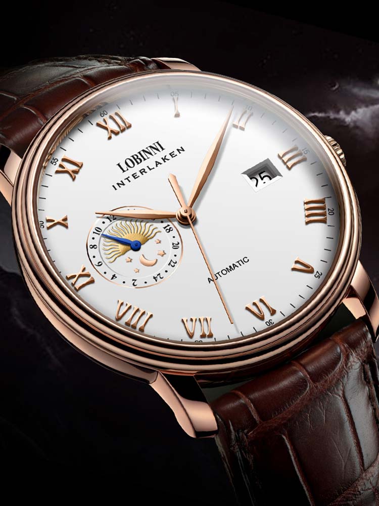 Lobinni Men's Luxury Leather Automatic Watches 39.5mm.