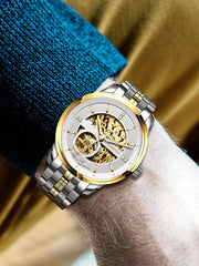 Lobinni Waterproof Business Men Mechanical Watch With Skeleton Design 42mm.