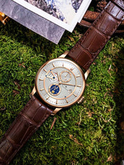 Poniger Multi Function Leather Watch Automatic 42mm.