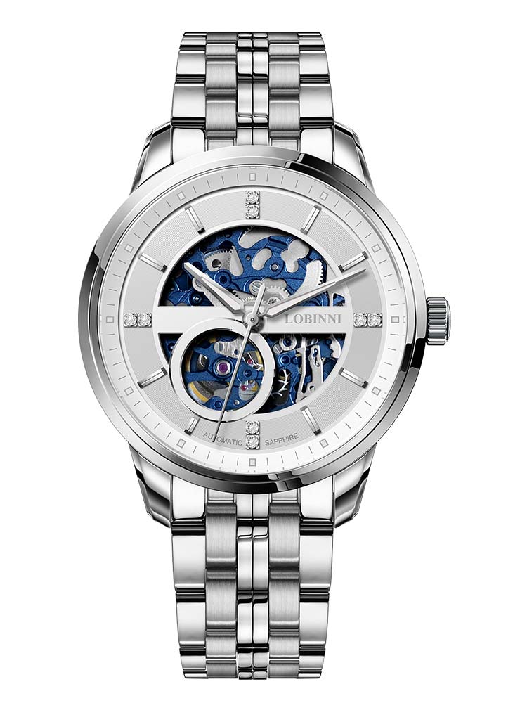 Lobinni Waterproof Business Men Mechanical Watch With Skeleton Design 42mm.