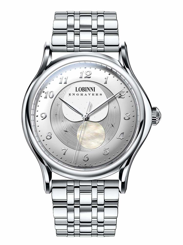 Lobinni Men's Automatic Mechanical Watch With Stainless Steel Band 42mm.