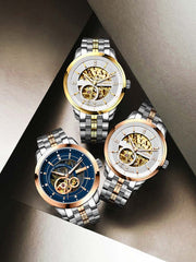 Lobinni Waterproof Business Men Mechanical Watch With Skeleton Design 42mm.