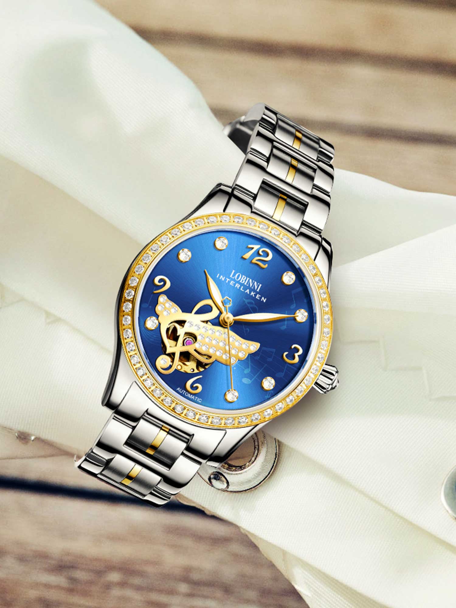 Lobinni Stainless Steel Ladies Fashion Wrist Watches 34mm.
