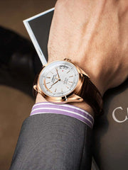 Lobinni Gentleman Leather Strap Men's Calendar Automatic Watch 43.5mm.