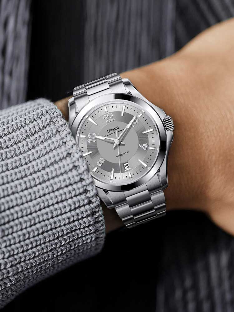 Lobinni Men Simple Date Display Waterproof Automatic Watch 41.5mm.