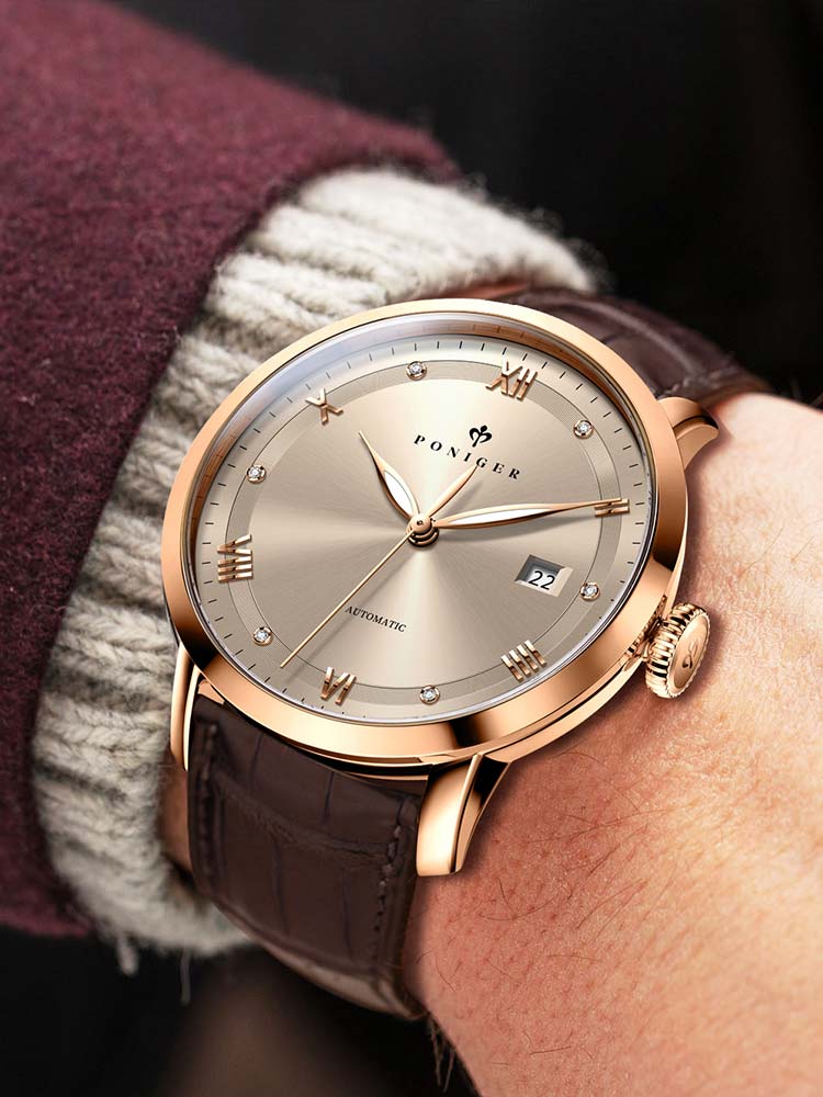 Poniger Luxury Brand Rose Gold Design Automatic Watches 41mm.