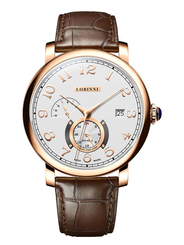 Lobinni Men Automatic Watches With Leather Strap 42mm.