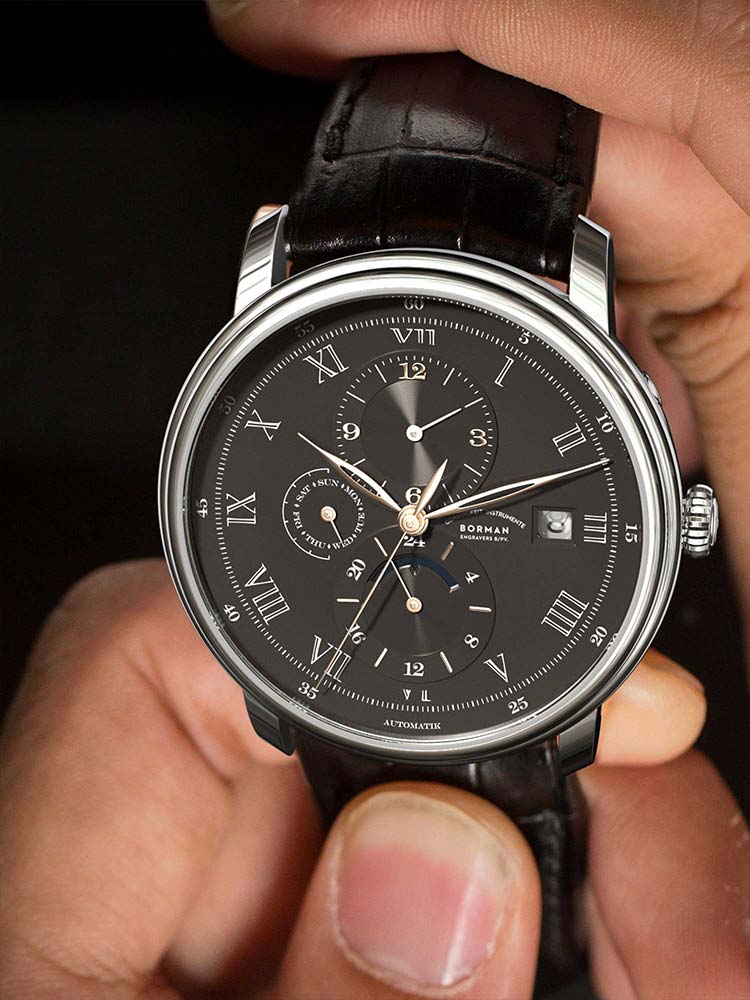 Borman Functional Men Leather Wristwatches 40mm.