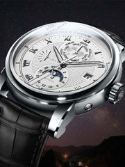Lobinni Leather Strap Automatic Watch Branded 41.5mm.