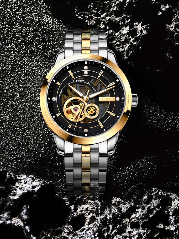 Lobinni Hollow Out Stainless Steel Automatic Wristwatch 42mm.