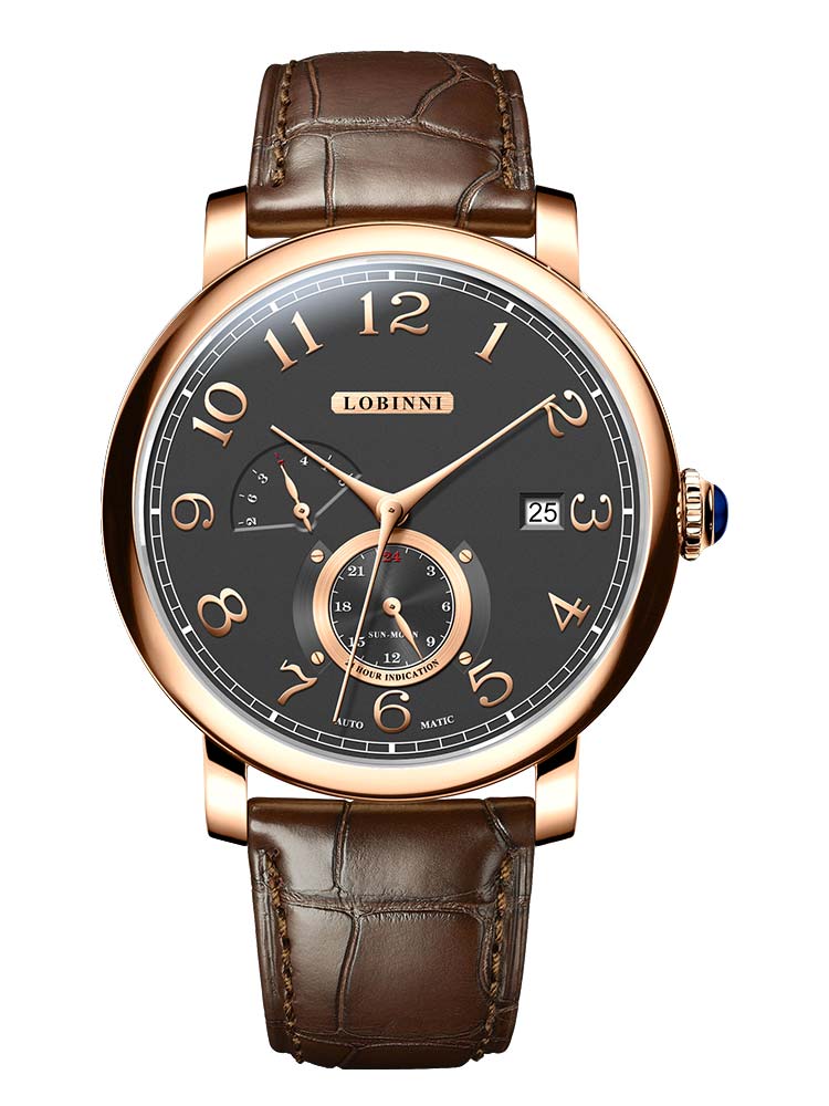Lobinni Men Automatic Watches With Leather Strap 42mm.
