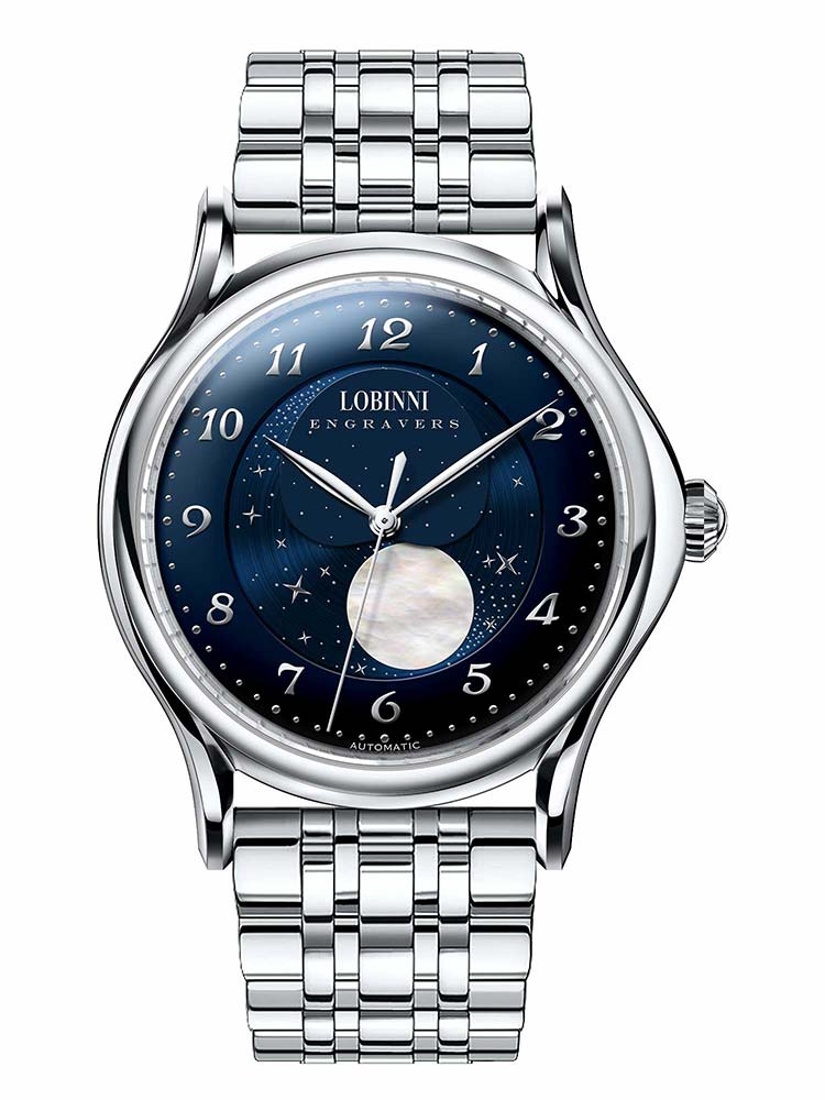 Lobinni Men's Automatic Mechanical Watch With Stainless Steel Band 42mm.
