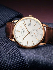 Borman Casual Wear Men Leather Strap Minimalist Automatic Watch 40mm.