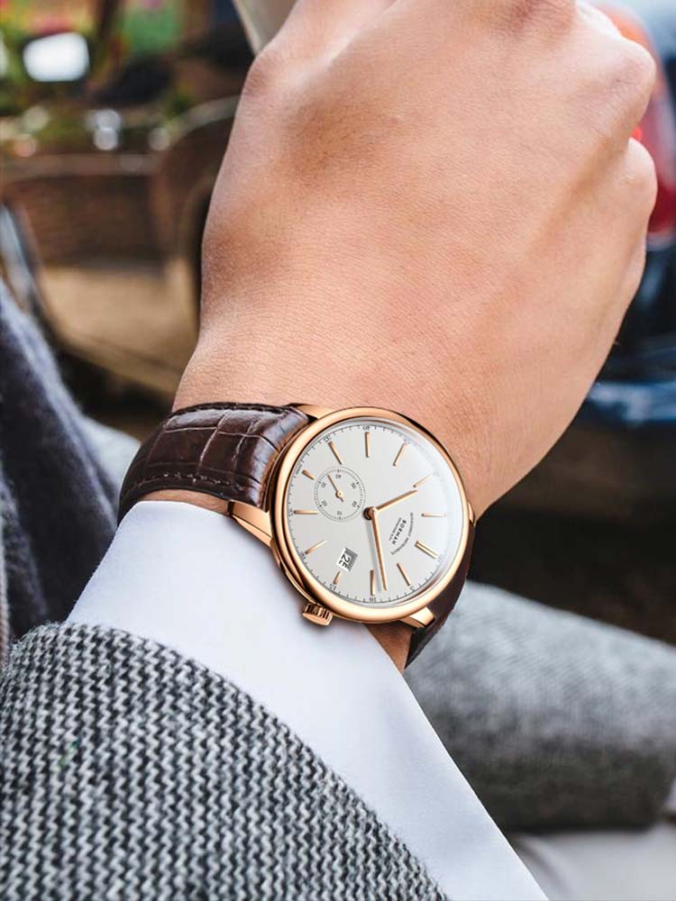 Borman Casual Wear Men Leather Strap Minimalist Automatic Watch 40mm.