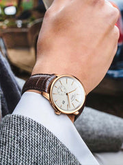 Borman Casual Wear Men Leather Strap Minimalist Automatic Watch 40mm.