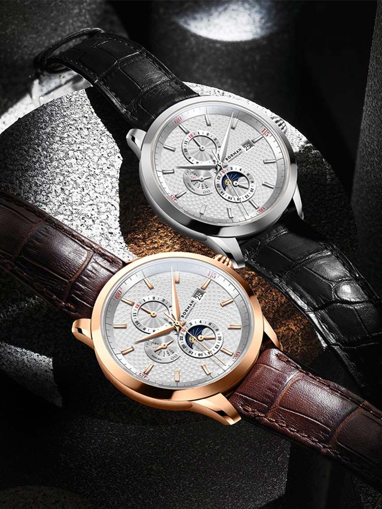 Borman Leather Men's Luxury Design Watches 42mm.