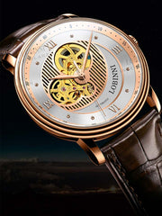 Lobinni Fashion Skeleton Dial Mens Wristwatches 40mm.