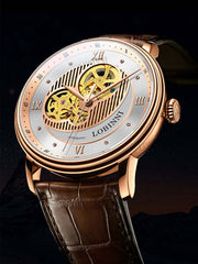 Lobinni Fashion Skeleton Dial Mens Wristwatches 40mm.