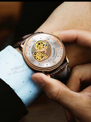 Lobinni Fashion Skeleton Dial Mens Wristwatches 40mm.