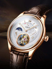 Lobinni Leather Tourbillion Wristwatches For Men 41mm.