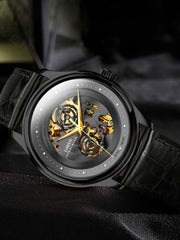 Lobinni Men's Skeleton Design Wrist Watches 41.5mm.