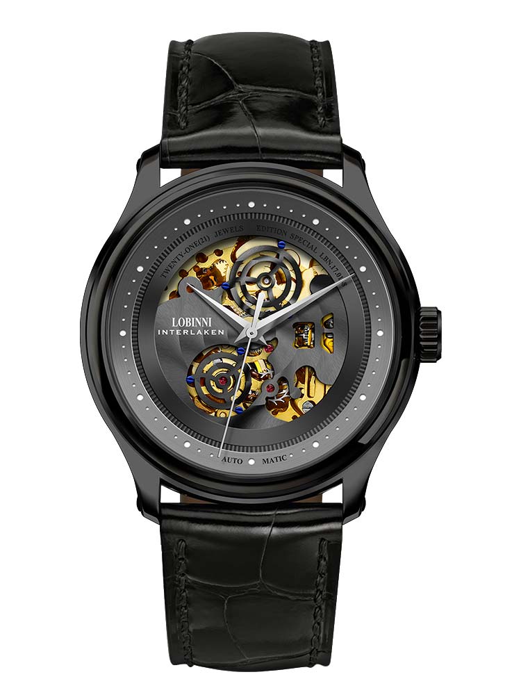 Lobinni Men's Skeleton Design Wrist Watches 41.5mm.