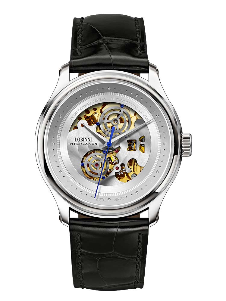 Lobinni Men's Skeleton Design Wrist Watches 41.5mm.