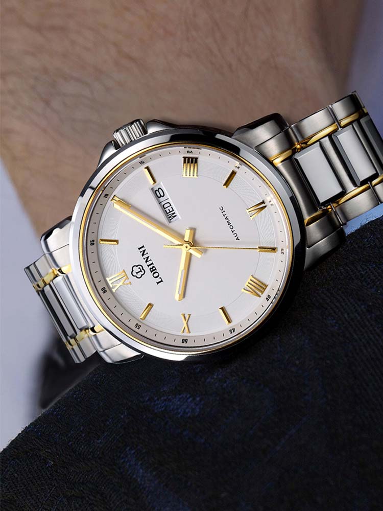 Lobinni Mens Watch Automatic Movement Stainless Steel 41.5mm.