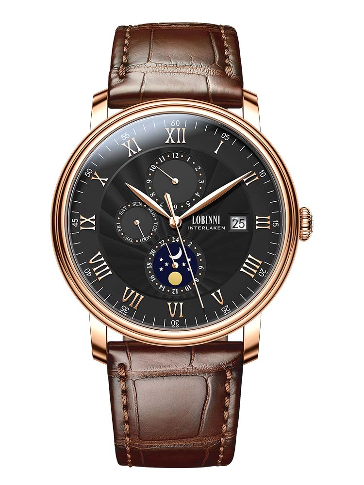 Lobinni Multi-function 24 Hours Mechanical Wrist Watches 40mm.