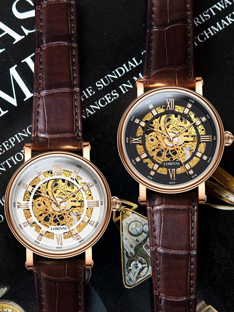 Lobinni Skeleton Design Mens Automatic Movement Watch 41mm.