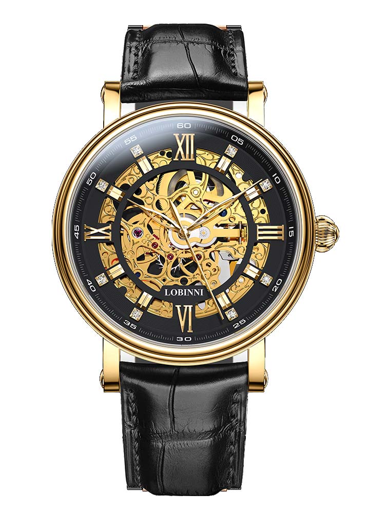 Lobinni Skeleton Design Mens Automatic Movement Watch 41mm.