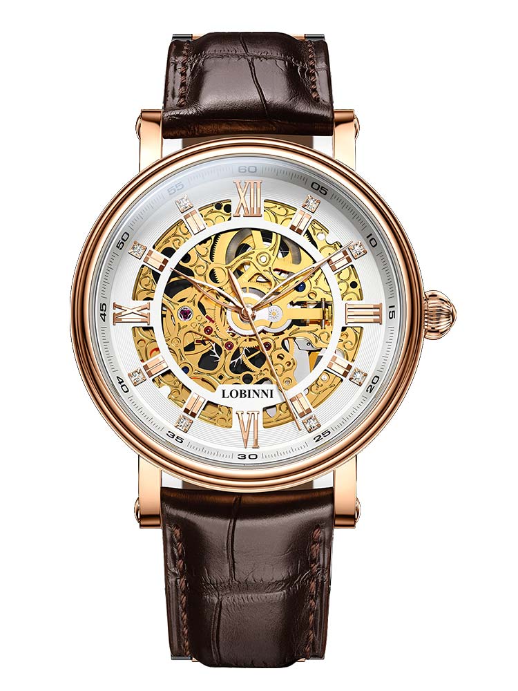 Lobinni Skeleton Design Mens Automatic Movement Watch 41mm.