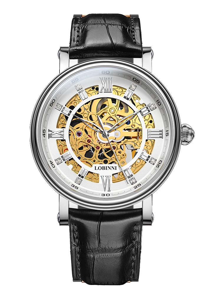 Lobinni Skeleton Design Mens Automatic Movement Watch 41mm.