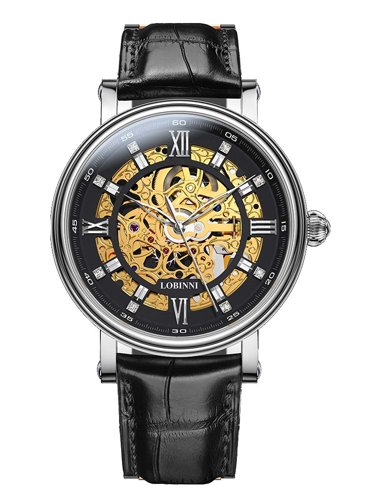 Lobinni Skeleton Design Mens Automatic Movement Watch 41mm.