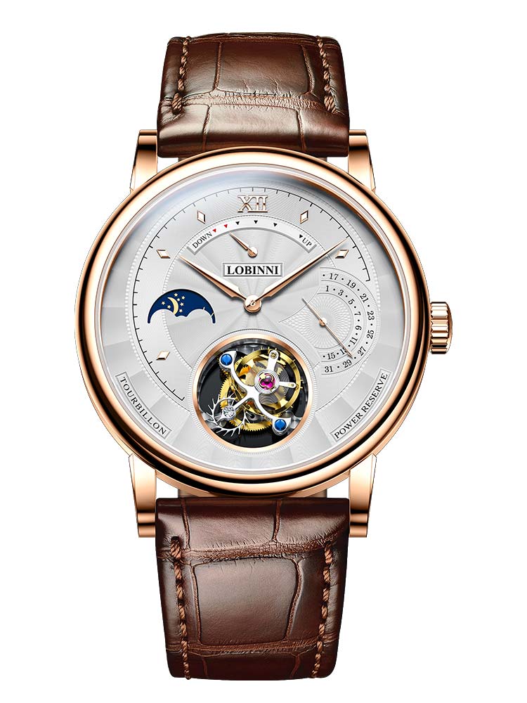 Lobinni Skeleton Fashion Man Tourbillion Automatic Watches 40.5mm.