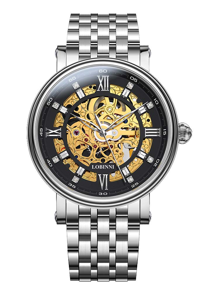 Lobinni Stainless Steel Hollow Out Wristwatches For Mens.