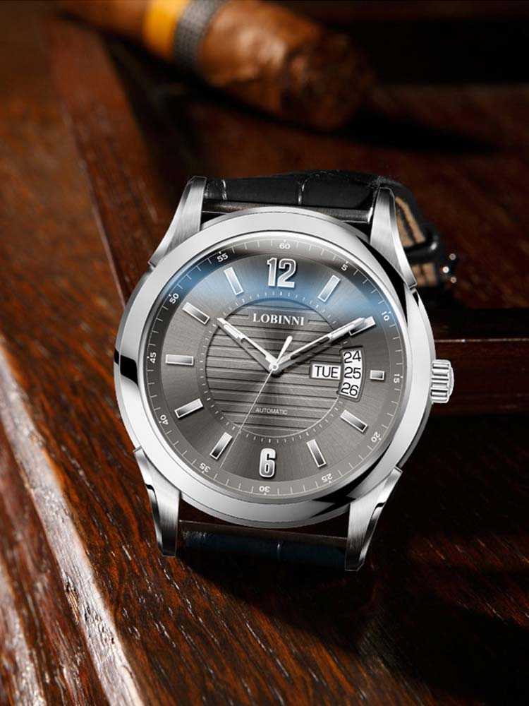 Lobinni Weekend And Date Display Mechanical Watch For Men 41.5mm.
