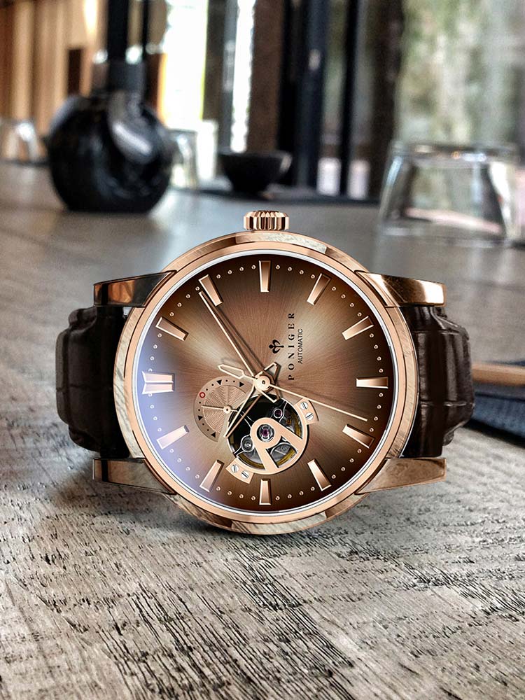 Poniger Fully Automatic Mechanical Wristwatches With Skeleton Design 42mm.