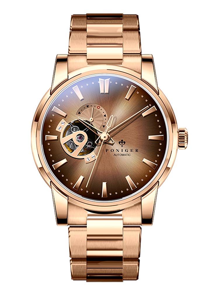 Poniger Hollow Out Modern Luxury Stainless Steel Wrist Watch 42mm.