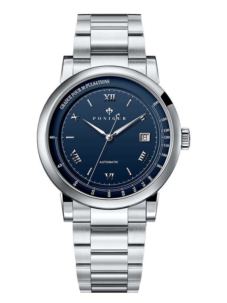 Poniger White Dial Thin Wristwatches For Men Design 41.5mm.
