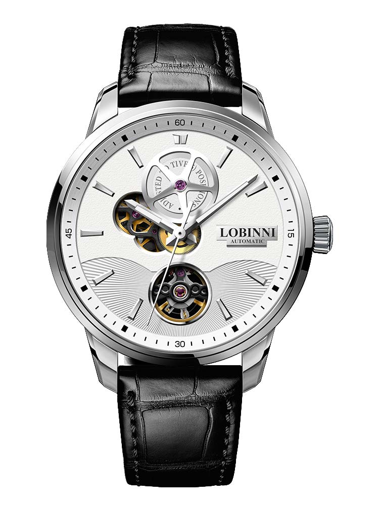 Lobinni Skeleton Men's  Leisure Leather Watches 42mm.