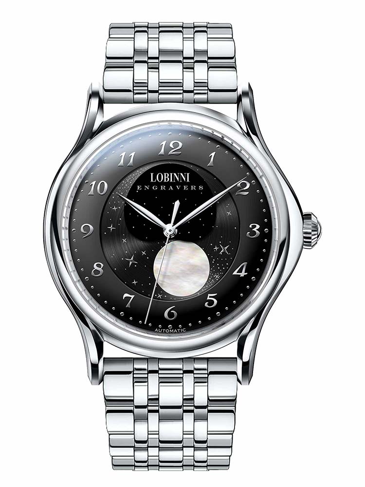 Lobinni Men's Automatic Mechanical Watch With Stainless Steel Band 42mm.