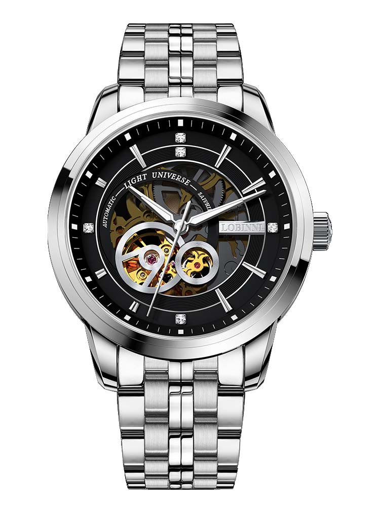 Lobinni Hollow Out Stainless Steel Automatic Wristwatch 42mm.